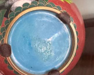 Red Cloisonne Enamel Vase. Photo 3 of 3.