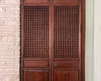 Pair of Antique Chinese Lattice Screen Poor Panels - 2 Sets Available. Each Panel Measures 26" W x 96" H. Photo 1 of 3.