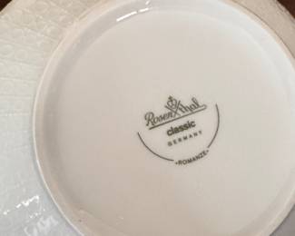 Rosenthal Classic Rose White Porcelain China: Set of 12 Dinner Plates, Set of 12 Salad Plates. Set of 24 Dessert Plates, Set of 11 Bread & Butters, et of 10 Tea Cups & 12 Saucers, Set of 13 Cream Soups & Saucers, Set of 13 Fruit Bowls, Coffee Pot, Cream & Sugar, 2 Serving Bowls, 3 Serving Platters & Soup Tureen. Photo 5 of 8.