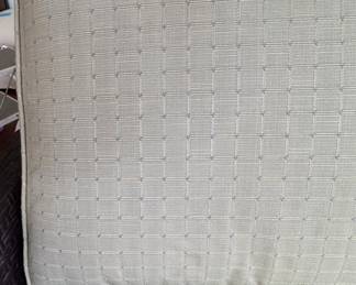 Vintage McGuire Furniture Hand-Woven Rattan Two-Seat Sofa with Custom Upholstered Cushions. Measures 80" W x 34" D. Photo 4 of 4.