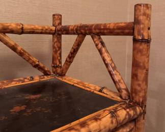 Burnt Bamboo / Tortoise Bamboo Tall Four Shelf Etagere. Measures 30" x 12" x 51" H. Photo 4 of 4.