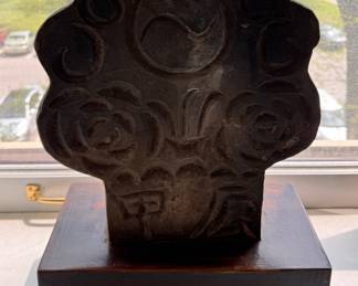 Hand-Carve Stone Artifact. Measures 13" x 6" x 4" H Base & 14" H. Photo 1 of 2.