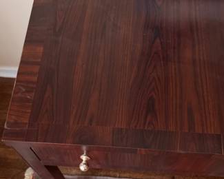 Thomas O'Brian Collection Mahogany Veneer Writing Desk. Measures 58" x 28" x 31" H. Photo 3 of 5.