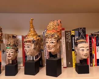 Antique Mounted Thailand Puppet Heads. Photo 1 of 2.