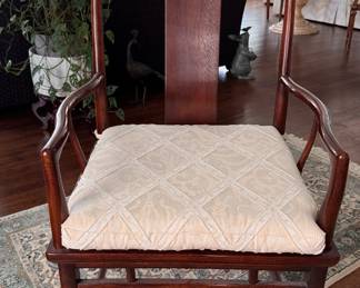 Set of 8 Michael Taylor for Baker Chinoiserie Style Dining Chairs with Cushions. Each Measures 22" W x 19" D with 17" Seat Height without Cushion. Photo 1 of 9.