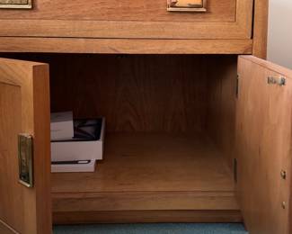 Thomasville Campaign Style Bedside Table - 2 Available. Each Measures 28" W x 17" D x 24" H. Photo 3 of 3.