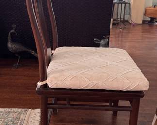 Set of 8 Michael Taylor for Baker Chinoiserie Style Dining Chairs with Cushions. Each Measures 22" W x 19" D with 17" Seat Height without Cushion. Photo 6 of 9.