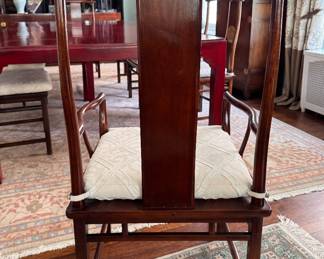 Set of 8 Michael Taylor for Baker Chinoiserie Style Dining Chairs with Cushions. Each Measures 22" W x 19" D with 17" Seat Height without Cushion. Photo 3 of 9.