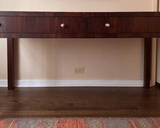 Thomas O'Brian Collection Mahogany Veneer Writing Desk. Measures 58" x 28" x 31" H. Photo 1 of 5.