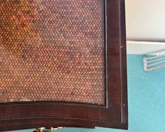 Theodore Alexander Woven Rattan Front 4-Drawer Chest of Drawers with Brass Pulls. Measures 36" W x 20" D x 33.5" H. Photo 4 of 5.