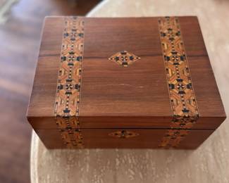Wood Box with Inlay. Measures 12" x 9" x 6" H. Photo 2 of 3.