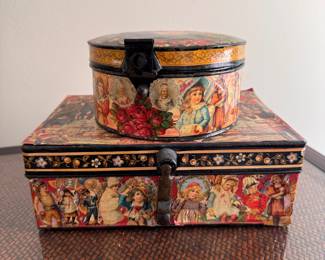 Decorative Victorian Decoupage Boxes. Photo 1 of 2.