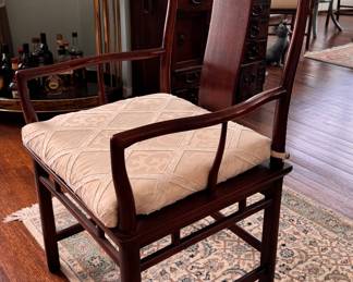 Set of 8 Michael Taylor for Baker Chinoiserie Style Dining Chairs with Cushions. Each Measures 22" W x 19" D with 17" Seat Height without Cushion. Photo 2 of 9.