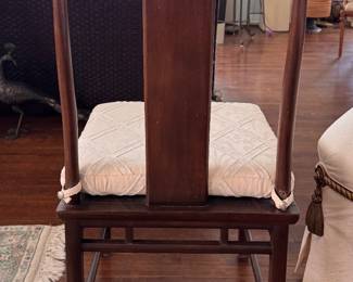 Set of 8 Michael Taylor for Baker Chinoiserie Style Dining Chairs with Cushions. Each Measures 22" W x 19" D with 17" Seat Height without Cushion. Photo 7 of 9.