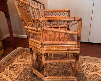 Brighton Pavilion Style Bamboo Armchair with Cane Seat. Measures 22" x 22" x 19" Seat Height. Photo 3 of 4.