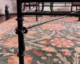 Giacometti Style Patinated Wrought Iron Coffee Table with Glass Top. Measures 40" x 60" x 18" H. Photo 4 of 6.