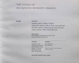 Sotheby's Hardbound Auction Book: "The Esate of Jacqueline Kennedy Onassis." Photo 2 of 2.