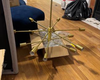 Sputnik brass 12 arm chandelier