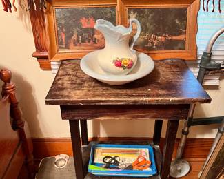 Parlor table and Washbowl