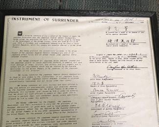 Framed Replica “Instrument of Surrender WW 2