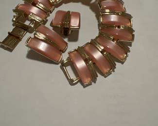 Pink Thermoset Lucite Bracelet by Coro “1950’s”