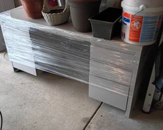 Metal desk , tubs and planters