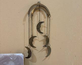 Vintage brass celestial moon wall hanger