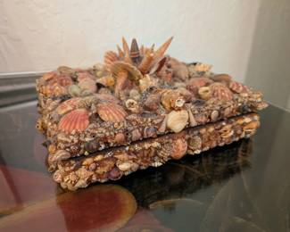 vintage handmade seashell box 