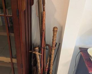 various vintage walking sticks 