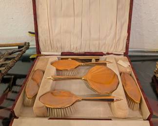 vintage hairbrush set 