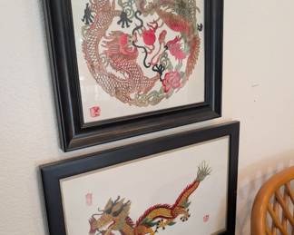 vintage asian artwork dragons