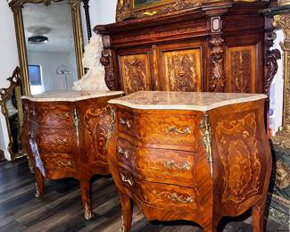 Louis XV Style Vintage Egyptian Dresser Pair