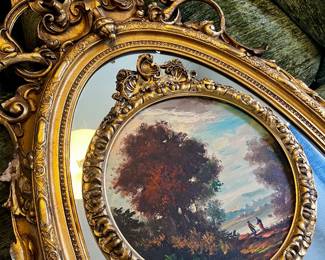 Gesso Mirro, Antique Circular Painting