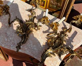 Louis XV Brass Wall Sconces