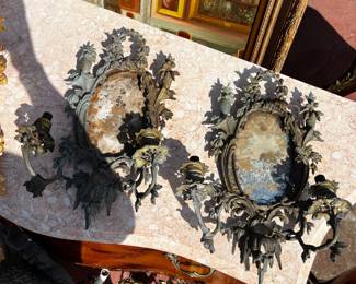 Antique Baroque Brass Wall Sconces 