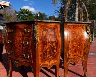 Marquetry, Parquetry, Bombe Commode Dressers
