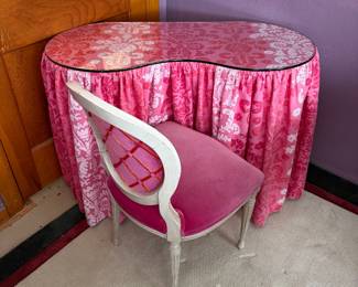 Wonderful Custom Vanity and Chair  with glass top - Pretty in Pink!