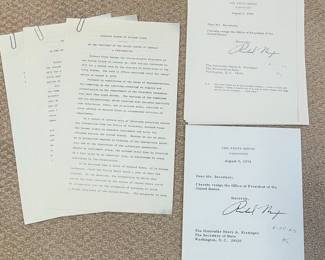 Richard Nixon Signed Resignation Letters