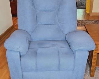 Light Blue Fabric Power Lift Recliner