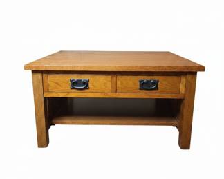 Oak Mission Style Coffee Table with Drawers