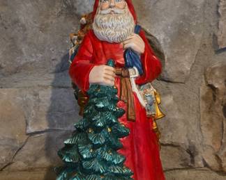 Ceramic Santa Claus Figurine with Christmas Tree