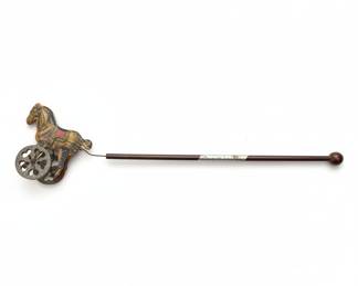 Tin Litho Wind-Up Toy Horse and Cart