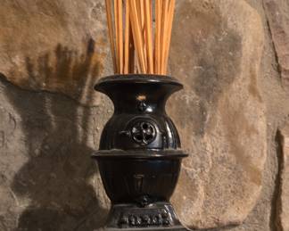 Vintage Cast Iron Pot Belly Stove Match Holder