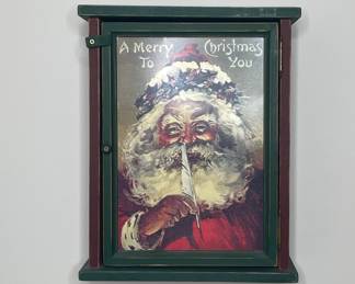 Vintage Santa Claus Wall Hanging with Hinged Door