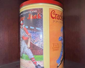Cracker Jack Popcorn Tin with Baseball Theme