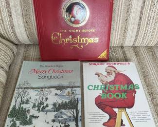 Christmas Books: The Night Before Christmas, Reader's Digest Merry Christmas Songbook, and Norman Rockwell's Christmas Book