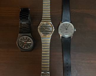 Assorted Vintage Watches: Timex, CVP, and Gold-Tone Quartz