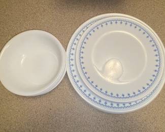 Corelle "Snowflake Blue" Dinnerware Set