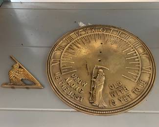 Brass Sundial with Grim Reaper and Eagle Mount