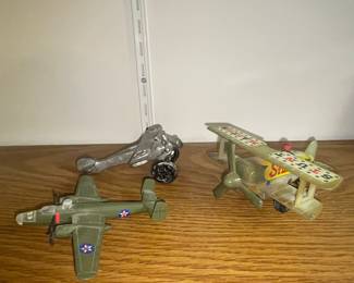 Vintage Die-Cast Toy Airplanes: B-25 Mitchell Bomber and Star Master Biplane